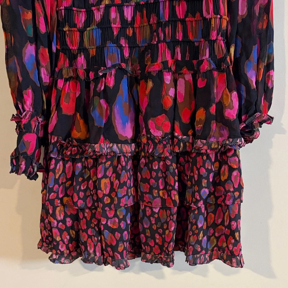 Farm Rio Iridescent Leopard Ruffled Mini Dress - Picture 4 of 9